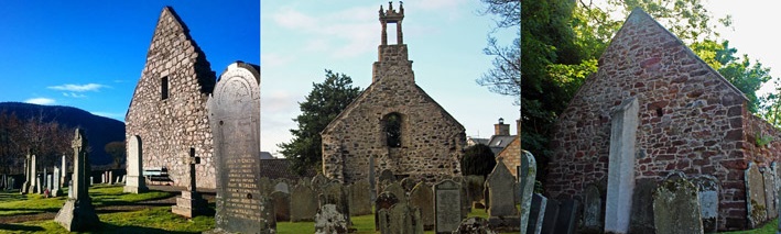 collage of three aberdeenshire churches
