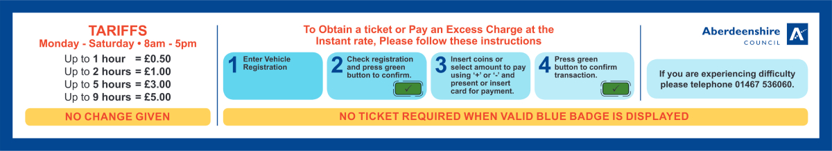 Instructions for paying with card and coins diagram