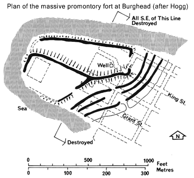 Plan of the massive promontory fort at Burghead