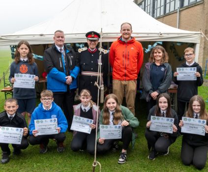 Junior rangers receive their certificates.