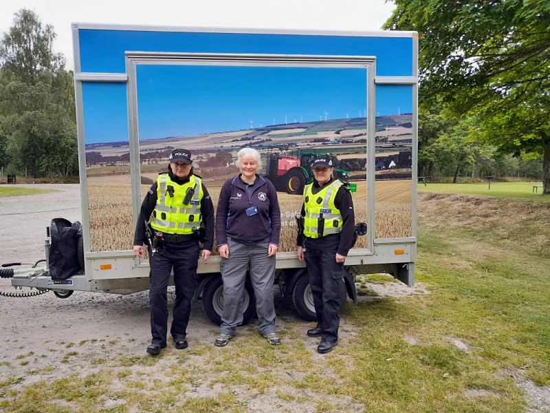 An Aberdeenshire Council Ranger with two Police Officers during a visit to a popular visitor location on Deeside