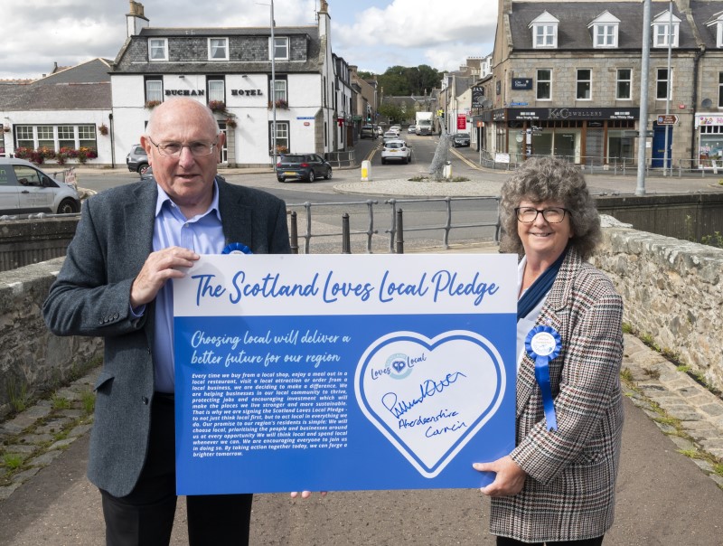 Leigh Sparks, chairman of Scotland’s Towns Partnership, with Cllr Gillian Owen, leader of Aberdeenshire Council